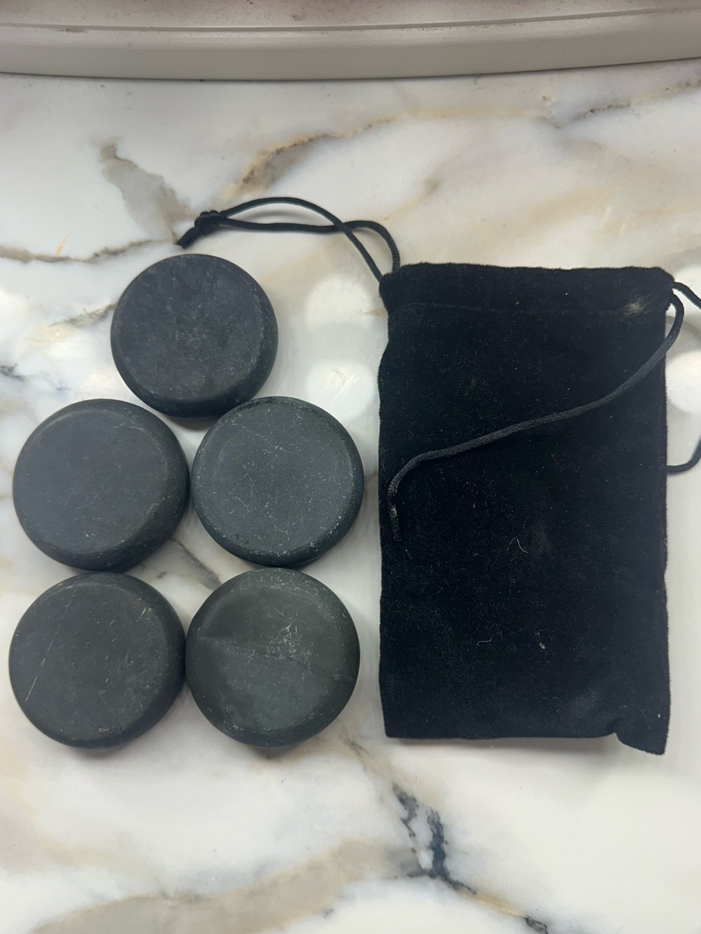 Black Stone Massage Set with Velvet Carry Pouch